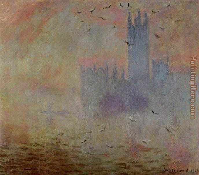 Houses of Parliament Seagulls painting - Claude Monet Houses of Parliament Seagulls art painting